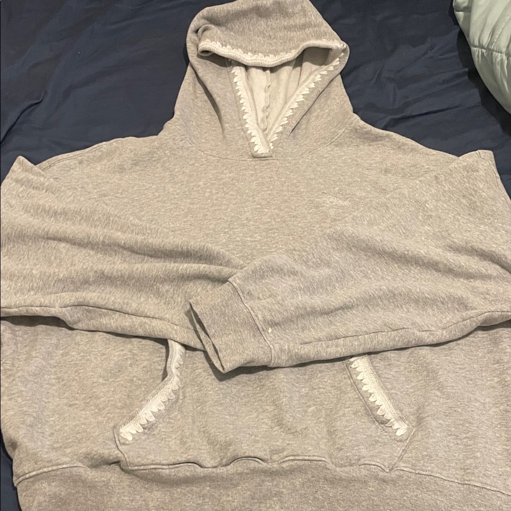 Gray Hoodie with White Trim